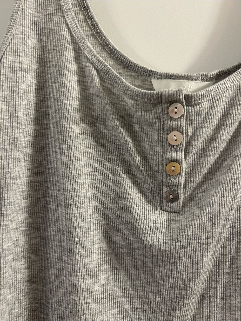 H&M Ribbed Henley Tank Top - Gray